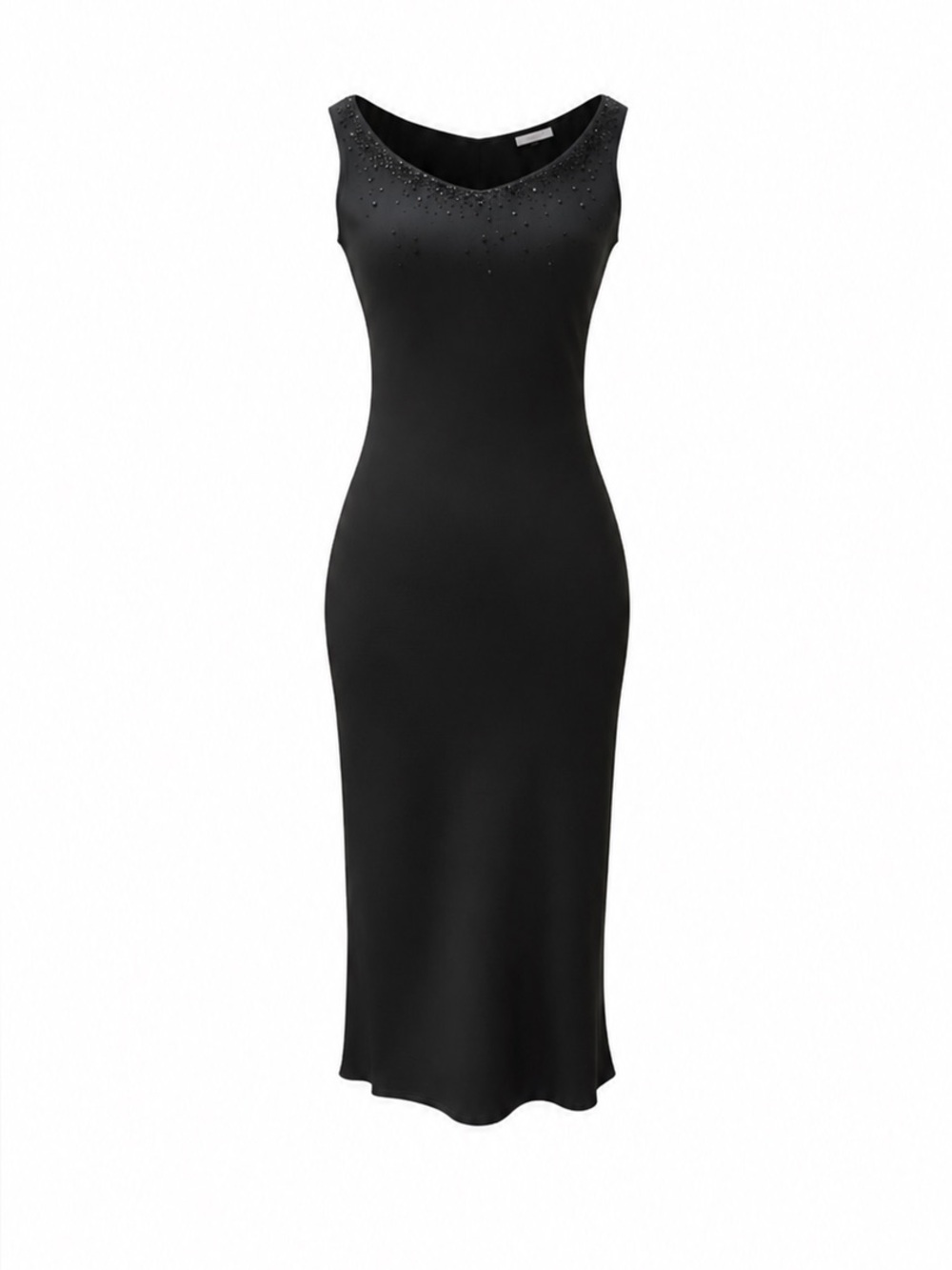 Showstopper black, tea length evening dress.